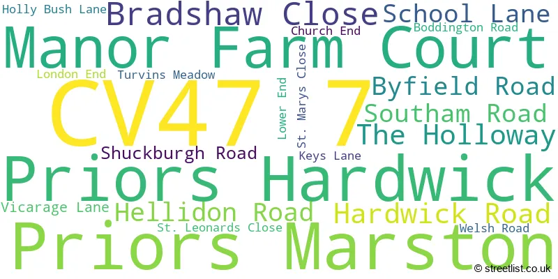 A word cloud for the CV47 7 postcode